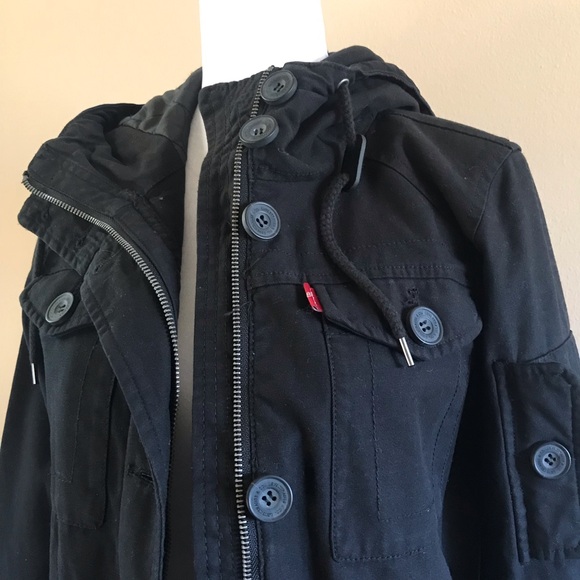 Levi’s women hooded black anorak cotton jacket size xs - Picture 12 of 16
